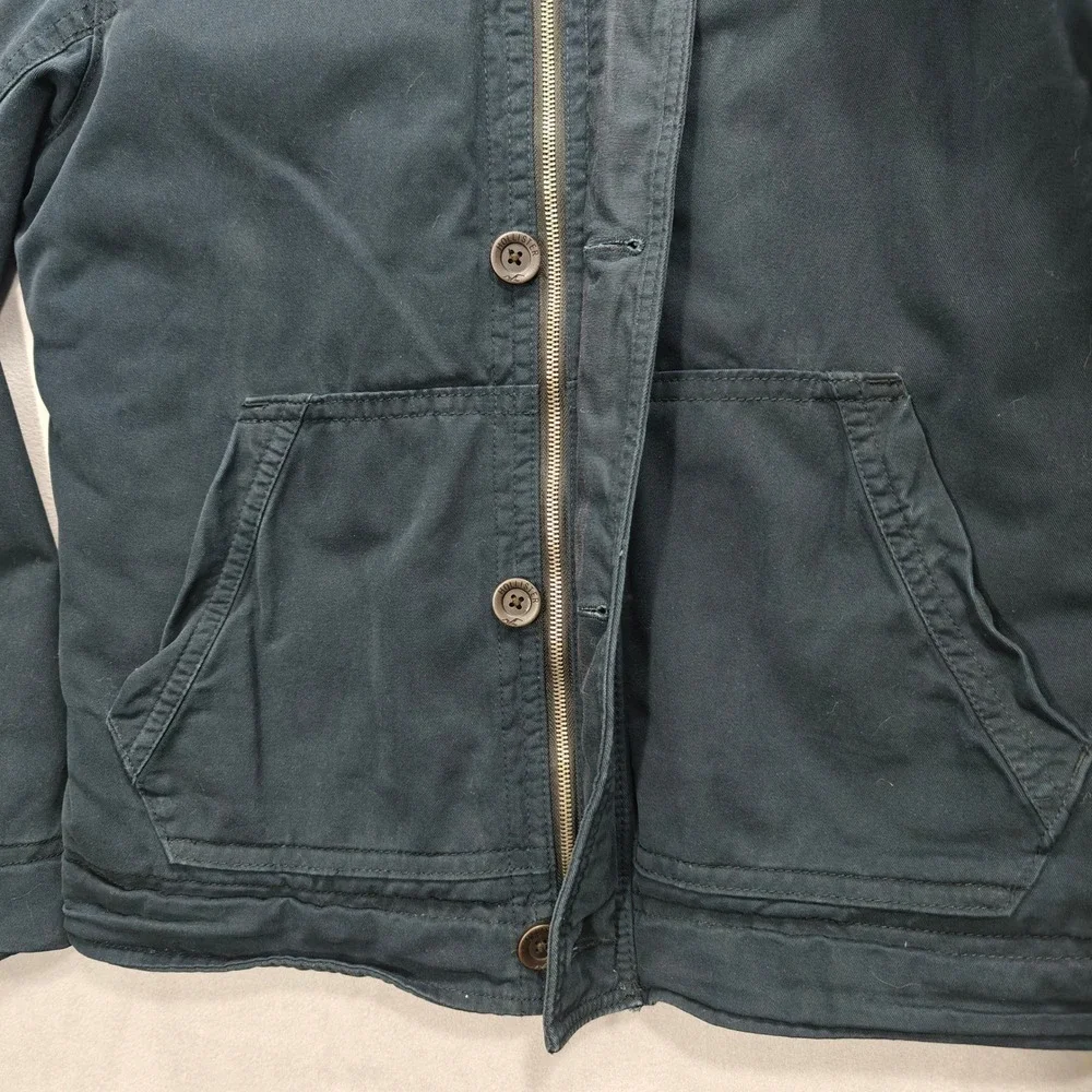 Y2K Hollister Military Jacket Mens XL Blue Sherpa Lined Full Zip Utility Heavy